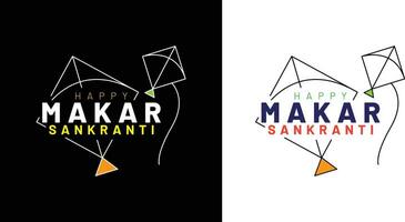 contento makar sankranti indiano aquilone Festival testo e aquilone design vettore