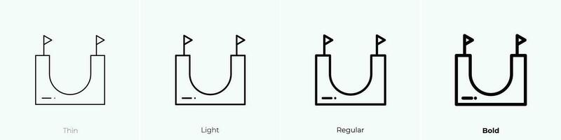 rampa icona. sottile, luce, regolare e grassetto stile design isolato su bianca sfondo vettore