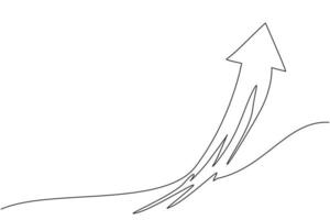 singolo disegno a tratteggio del simbolo della freccia in alto nel cielo. concetto minimo del grafico di crescita delle finanze aziendali. illustrazione vettoriale grafica di disegno di disegno di linea continua moderna