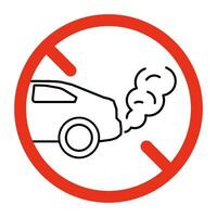 proibito scarico, inquinamento nube a partire dal auto icona. no scarico gas, fumi. no inattivo girare motore. fermare smog a partire dal automobile. vettore simbolo