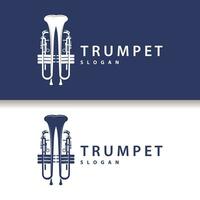 semplice marca silhouette design ottone musicale strumento tromba, classico jazz tromba logo vettore