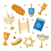 impostato di hanukkah icone vettore