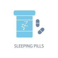 addormentato pillole concetto linea icona. semplice elemento illustrazione. addormentato pillole concetto schema simbolo design. vettore