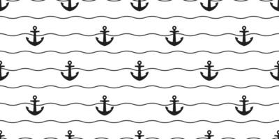 ancora senza soluzione di continuità modello vettore barca pirata timone oceano onda mare marittimo nautico sciarpa isolato ripetere sfondo piastrella sfondo linea scarabocchio design