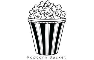 Popcorn merenda vettore icona illustrazione, popcorn linea icona