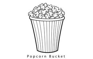 Popcorn merenda vettore icona illustrazione, popcorn linea icona
