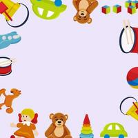 telaio di figli di giocattoli. colorato giocattolo per bambini. copia spazio. vettore illustrazione