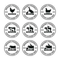 azienda agricola animali logo impostato vettore illustrazione. bestiame logo impostato