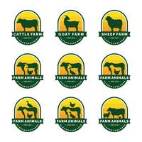 azienda agricola animali logo impostato vettore illustrazione. bestiame logo impostato