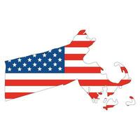 Massachusetts stato carta geografica con Stati Uniti d'America bandiera. Stati Uniti d'America carta geografica vettore
