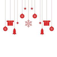sociale media inviare design allegro Natale bianca sfondo con albero e palle con stelle e fiocco di neve vettore