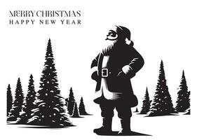 Santa Claus astratto silhouette vettore disegno contento nuovo anno semplice saluto carta