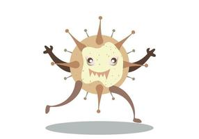 illustrazione del simpatico personaggio di batteri in esecuzione. microbi dei cartoni animati. vettore