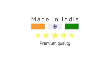 etichette made in india, emblema del prodotto india, logo made in india. illustrazione vettoriale