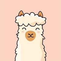 testa lama cartone animato alpaca vettore