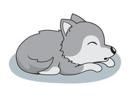 animale addormentato del fumetto del lupo pigro vettore