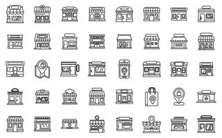 Locale negozio icone impostato schema vettore. memorizzare città strada vettore