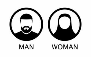 slamic uomo e donna cartello. islamico bagno e toilette simbolo. vettore