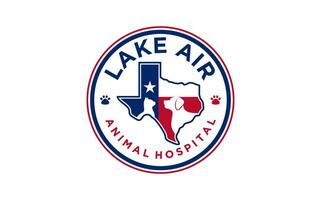 Texas veterinario logo gatto e cane logo design animale domestico cura animale animale domestico clinica vettore