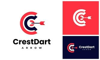 cerchio iniziale lettera c centro freccia tiro con l'arco dardo bersaglio bullseye circolare per gli sport logo design vettore