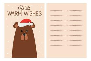 carino Natale cartolina con orso vettore