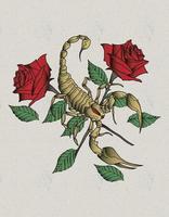 tatuaggio rose scorpione vettore