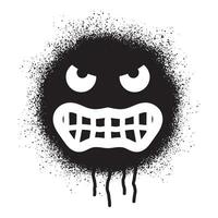 arrabbiato viso emoticon graffiti con nero spray dipingere vettore