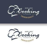 capocuoco logo design cucinando ispirazione e capocuoco cappello con semplice Linee per ristorante attività commerciale Marche vettore
