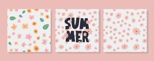 banner di saldi estivi con vettore di lettere di fiori