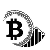 bitcoin giù prezzo lineare icona. moneta crypto fallendo distintivo ragnatela. vettore illustrazione