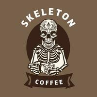 scheletro caffè vettore arte logo design