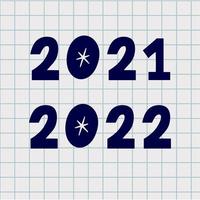 2022 2021 numeri realizzati con pennello doodle vettoriale. inchiostro di capodanno disegnato a mano due e numero zero, figure di schizzo vettore