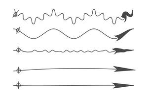 disegnato a mano nuovo frecce linea impostato vettore design con formosa e ondulato su un' bianca sfondo.