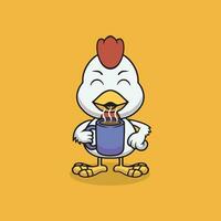 carino pollo potabile caldo cioccolato cartone animato illustrazione vettore