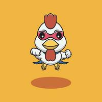 carino pollo è un' eroe cartone animato illustrazione vettore