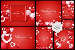 poster di san valentino, vendita, set di raccolta di carte sconto. vettore