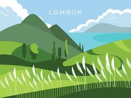 Lombok savana paesaggio vettore