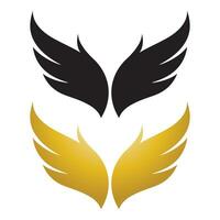 Ali oro e nero uccello logo vettore illustrazione modello