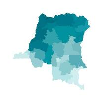 vettore isolato illustrazione di semplificato amministrativo carta geografica di democratico repubblica di il congo. frontiere di il province, regioni. colorato blu cachi sagome