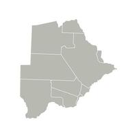 vettore isolato illustrazione di semplificato amministrativo carta geografica di botswana. frontiere di il quartieri, regioni. grigio sagome. bianca schema