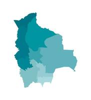 vettore isolato illustrazione di semplificato amministrativo carta geografica di Bolivia. frontiere di il dipartimenti, regioni. colorato blu cachi sagome