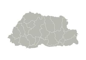 vettore isolato illustrazione di semplificato amministrativo carta geografica di bhutan. frontiere di il province, regioni. grigio sagome. bianca schema