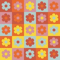 hippie retrò Vintage ▾ fiori senza soluzione di continuità modello nel anni '70-'80 stile. piatto vettore illustrazione