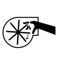taglio delle dita o della mano rotante lama simbolo segno isolare su sfondo bianco, illustrazione vettoriale