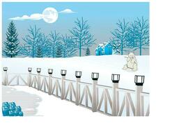 freddo inverno notte, illustrazione vettore