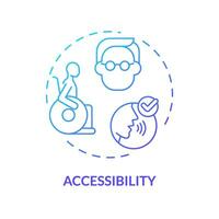 2d accessibilità magro linea pendenza icona concetto, isolato vettore, blu illustrazione che rappresentano voce assistente. vettore