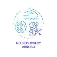 2d pendenza neurochirurgia all'estero icona, semplice isolato vettore, medico turismo magro linea illustrazione. vettore