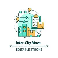 2d modificabile Inter città mossa icona che rappresentano in movimento servizio, semplice isolato vettore, multicolore magro linea illustrazione. vettore