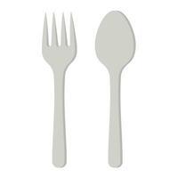 un' cucchiaio e un' forchetta nel piatto stile isolato su bianca sfondo. vettore