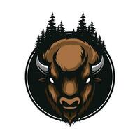 selvaggio bisonte vettore logo design
